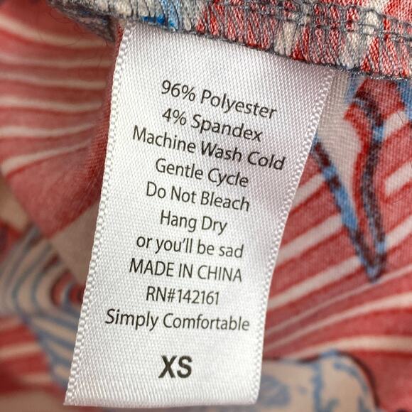 LuLaRoe Randy Red Grey Blue Printed Baseball Tee Shirt Women's Size X-Small XS - Picture 6 of 7